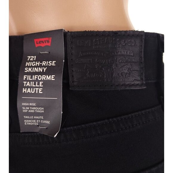 Levi's 721 High Rise Skinny Jeans Size XS 25 x 30 Soft Black $95.50 - Picture 9 of 16